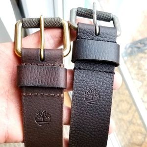 2 Timberland Leather Belts Black and Brown sz 40.